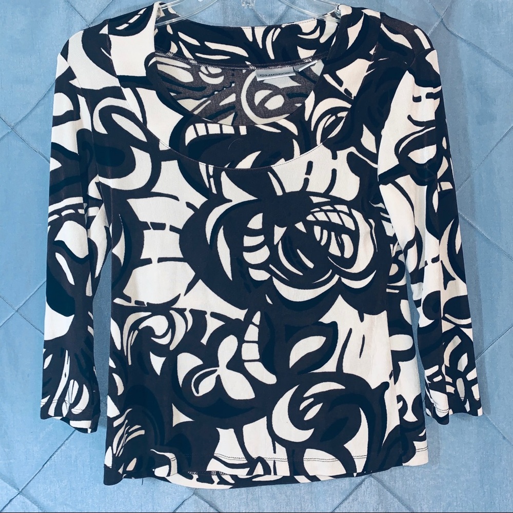 Chicos travelers 0 abstract 3/4 Sleeve tops mall